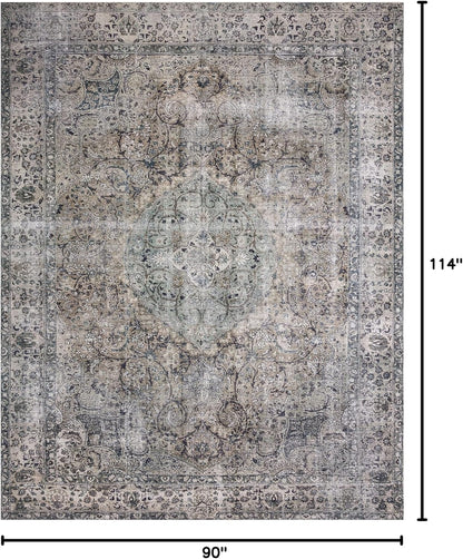 Loloi Layla Collection LAY-06 Taupe/Stone 7'-6" x 9'-6" .13" Thick Area Rug, Soft, Durable, Vintage