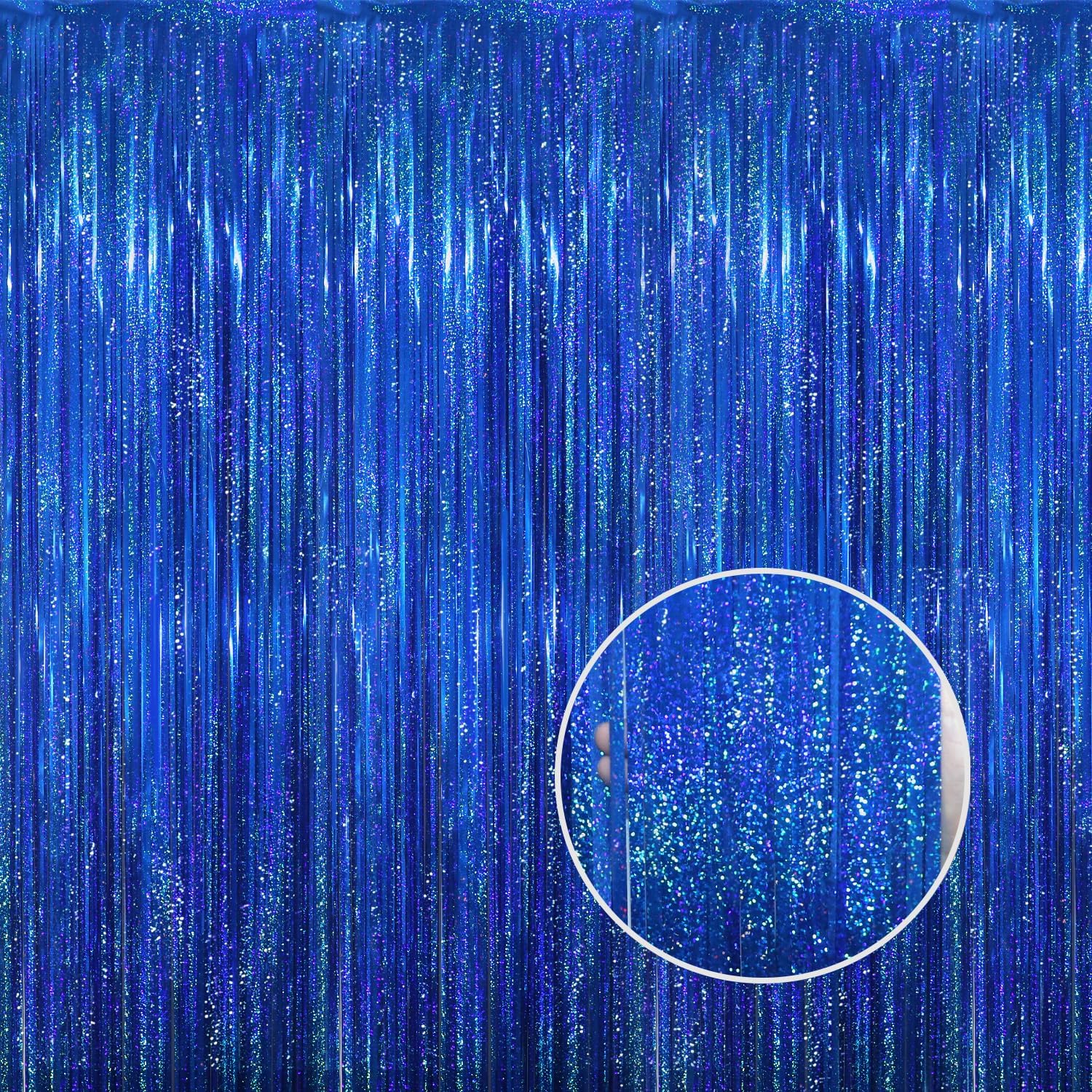 GOER 6.4 ft x 8.2 ft Metallic Tinsel Foil Fringe Curtains Party Photo Backdrop Party Streamers for