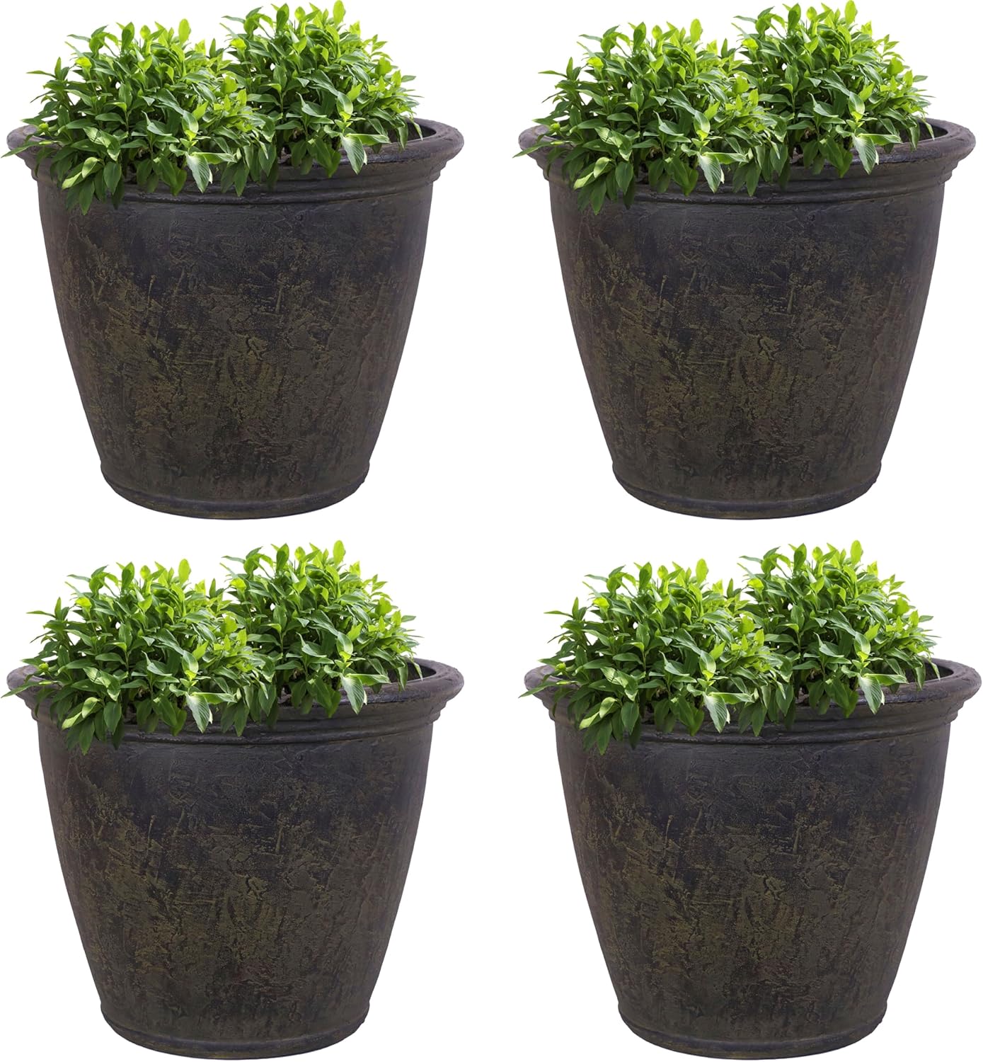 Sunnydaze 24-Inch Anjelica Large Plastic Pot for Plants - Outdoor Polyresin Round Planter with