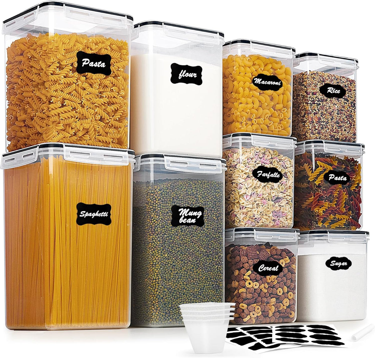 Vtopmart 10 PCS Flour and Sugar Storage Container, Large Airtight Food Canisters with Lids for
