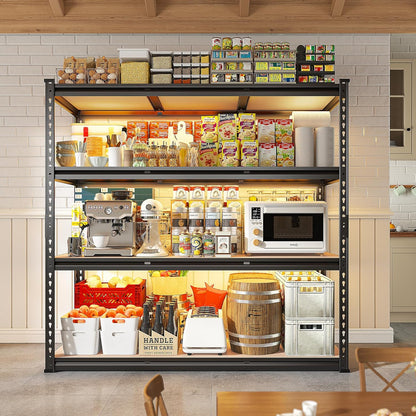 REIBII 48.2" W Garage Shelving, Storage Shelves Load 2600LBS, 4-Tier Adjustable Heavy Duty Metal