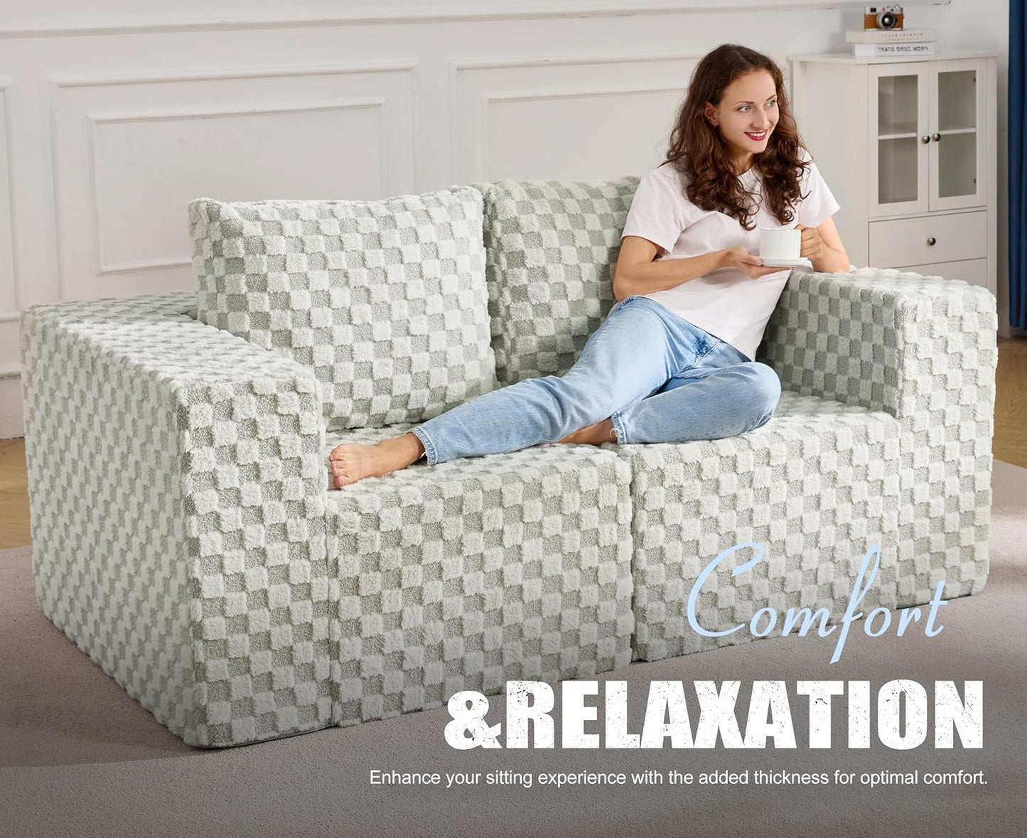 Modular Sectional Sofa 2 Seater Loveseat Modular Couch with Deep Seat Memory Foam Cloud Sofa Chair