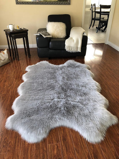 LAMBZY Faux Sheepskin Hypoallergenic Free Shape Silky Shag Rug, Luxury Shaggy Silky Plush Carpet
