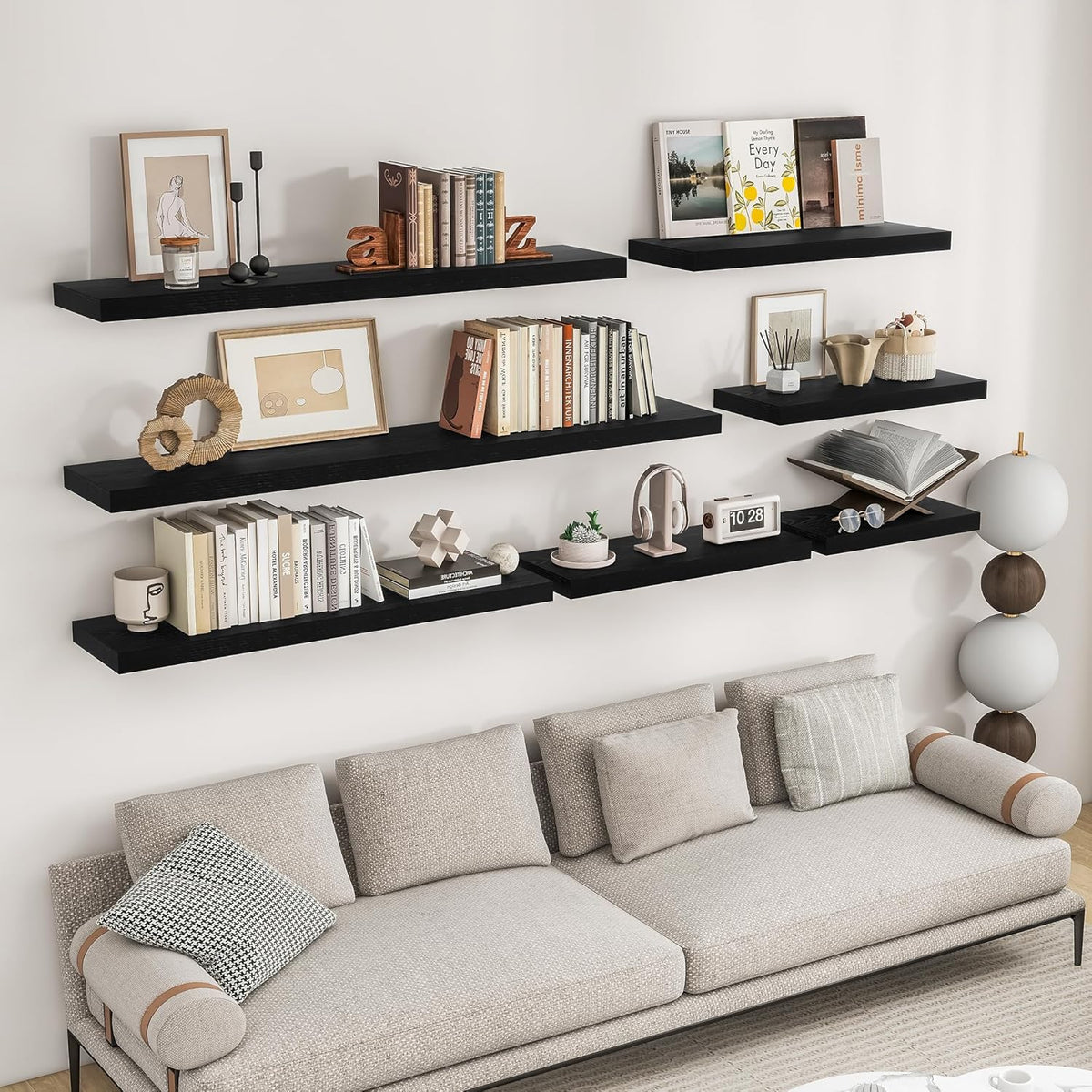 RICHFOCUS 48Inch Floating Shelves for Wall 2 Pack Shelves for Bedroom|Kitchen|Bathroom Wall Mounted