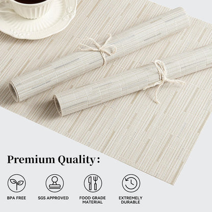 Leetaltree Pale Beige Placemats Set of 6 - Heat Resistant Non-Slip Place mats for Dining Table