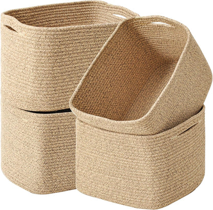 Storage Baskets for Organizing & Shelves, Woven Cotton Rope Organization Bins for Dog Toys