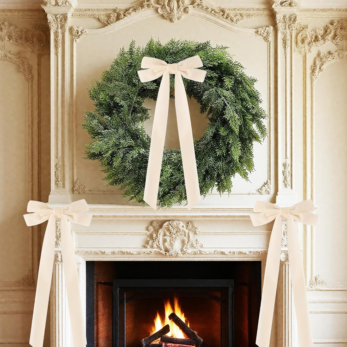 Senjie Velvet Large Christmas Bows for Staircase Garland Wreath, 20in x 8in Vintage Ribbon Bows