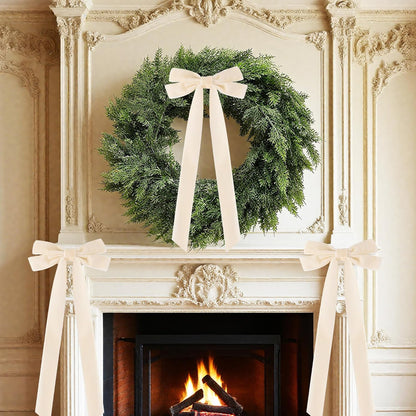 Senjie Velvet Large Christmas Bows for Staircase Garland Wreath, 20in x 8in Vintage Ribbon Bows