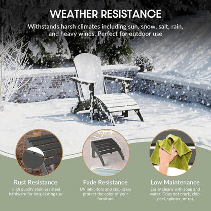 WestinTrends Outdoor Ottoman, Patio Adirondack Ottoman Foot Rest, All Weather Poly Lumber Folding