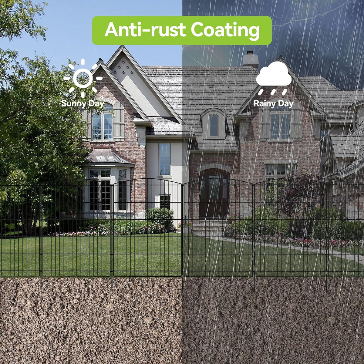 INJOPEXI Decorative Garden Fence 6 Panels 13ft (L)×36in (H) Animal Barrier Fences with 6 Panels