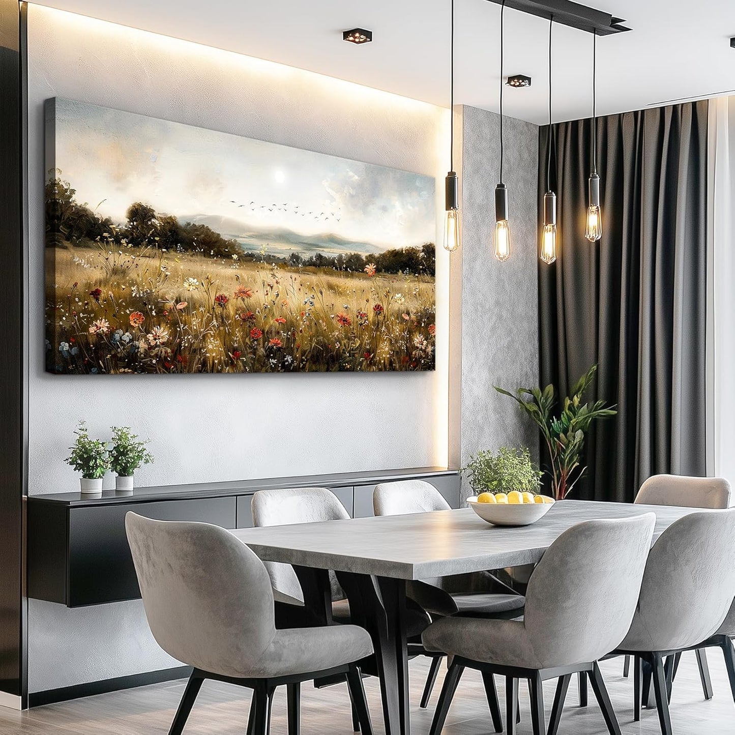 KELIYUAN Modern Canvas Print Wall Art Vintage Home Decorlawn Painting With Floral Wall Art