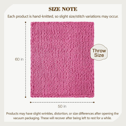 Carriediosa Chunky Knit Throw Blanket 50" X 60", 100% Hand Made Large Chenille Loop Yarn Soft