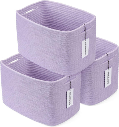 Cotton Rope storage Basket Bins Woven Basket for Organizing Shelves Rectangle Decorative Baskets