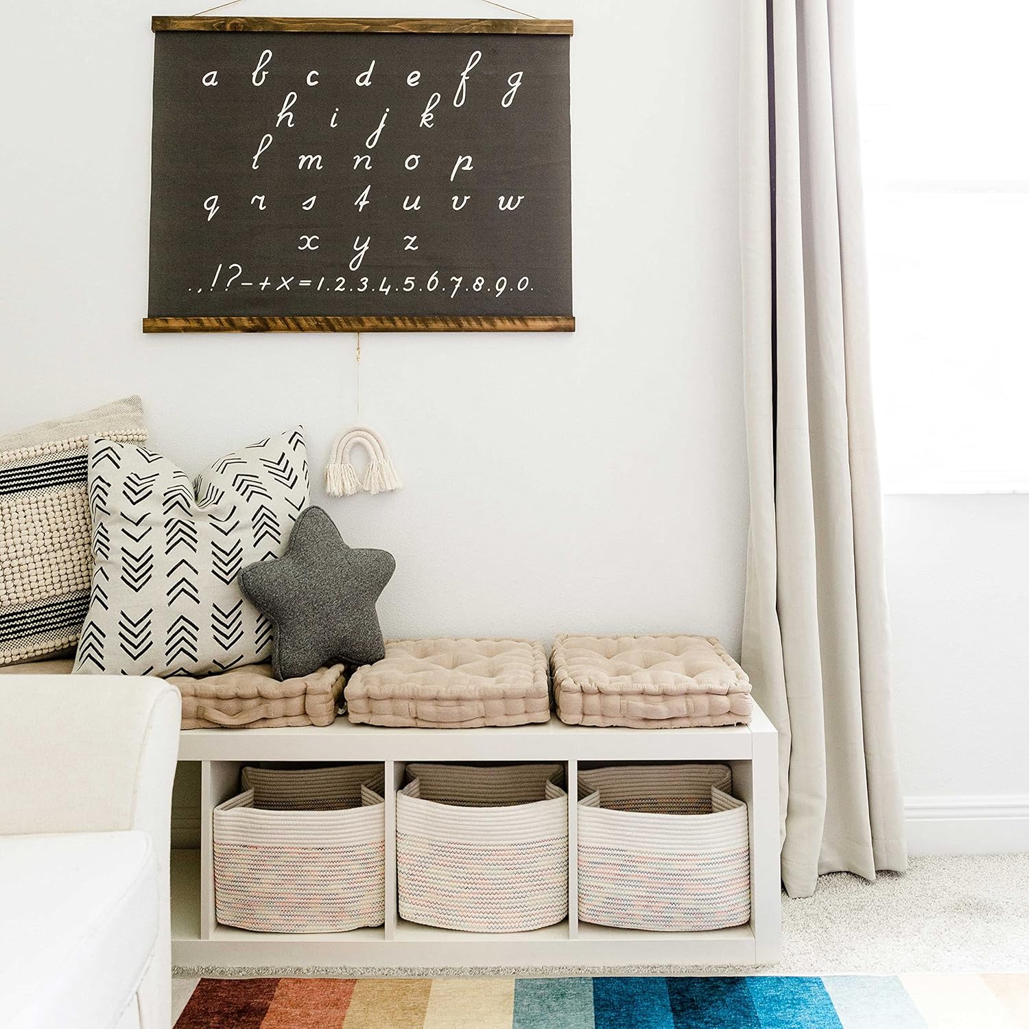 OrganiHaus Set of 3 Woven Storage Baskets for Organizing, Cotton Rope Organizer Bins for Shelves