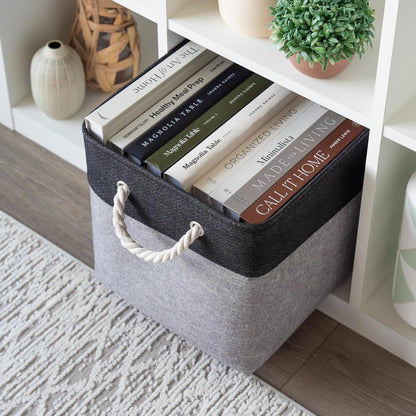 OrganiHaus 12x12 Cube Storage Bins 4 Pack, Foldable Cube Storage Organizer w/ Rope Handles