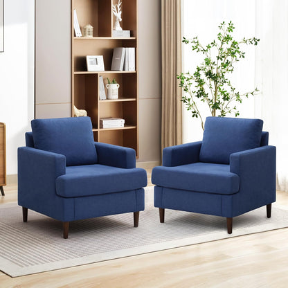 Mid-Century Accent Chair,Modern Linen Fabric Armchair for Living Room,Comfy Upholstered Reading