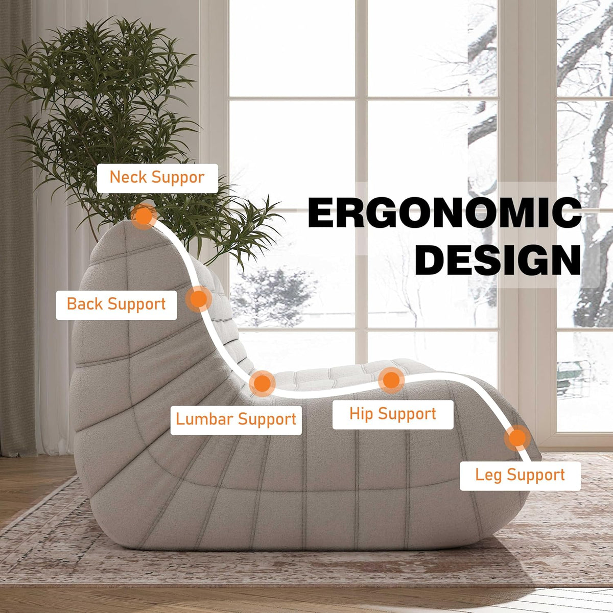 Big Bean Bag Chairs for Adults, 3 Seater Large Bean Bag Chair Sofa, Fireside Chair Lazy Sofa Chair