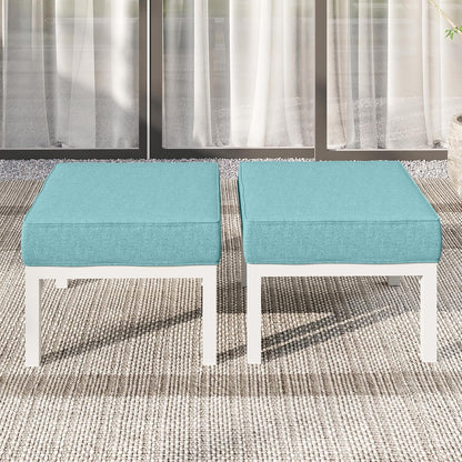 Solaste Outdoor Footstools Patio Ottoman Set of 2, Aluminum All-Weather Outdoor Footrest Seat with