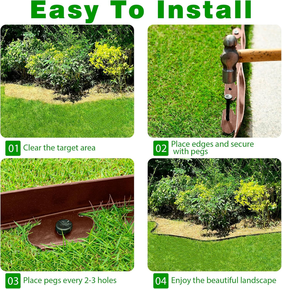 Landscape Edging Border 60 FT 2 Inch Tall with 120 Spikes, Plastic Edging for Landscaping, Garden