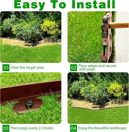 Garden Edging Border,Plastic Edging for Landscaping,Flower Bed, Paver and Lawn Edging Border