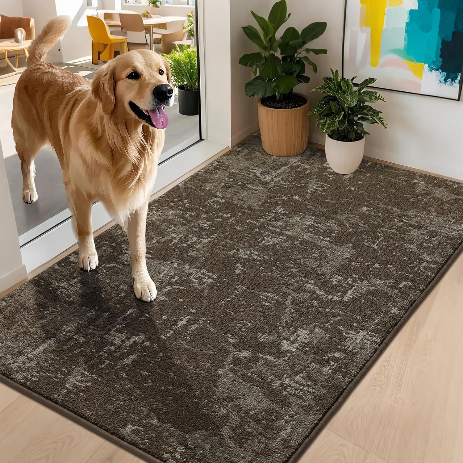 BEQHAUSE Dirt Trapper Door Mat 32"x48" Non-Slip Door Mats Washable Entryway Rugs Stain Resistant