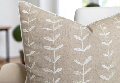 VAGMINE Embroidered Lollipop Pillow Cover - 18x18 Inches Square - 100% Linen Natural Decorative