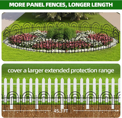 Decorative Garden Fence, 32 Panels No Dig Fence 45.3ft(L) x13in(H) Animal Barrier for Dog Rabbit