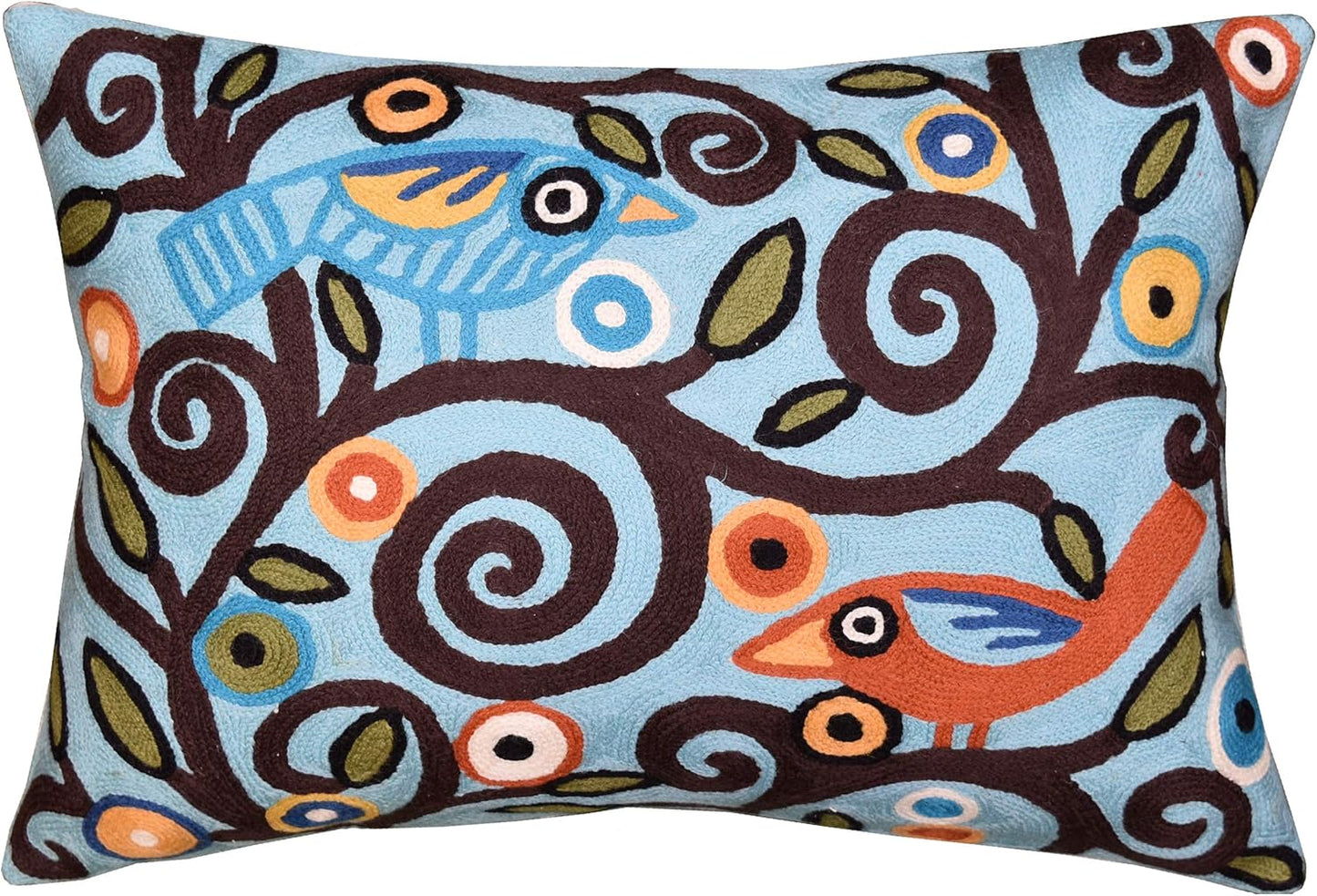 Lumbar Klimt Pillow Cover | Green Birds | Tree of Life | Modern Floral | Outdoor Pillows | Mid