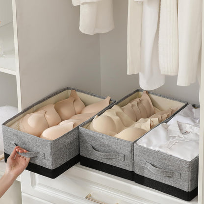 linen closet organizers and storage, 3 Pack Large Storage Baskets, Washable, Clothing Storage Bins