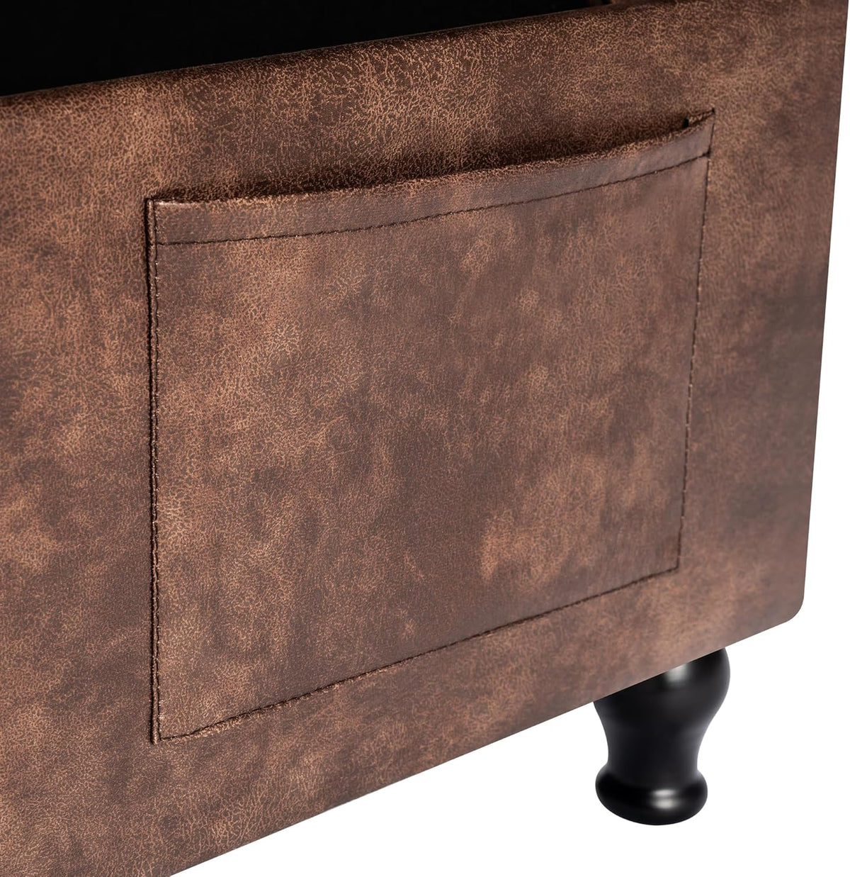 Leather Storage Ottoman Bench Rectangle 24 Inch Foot Rest Ottomans Stool for Living Room