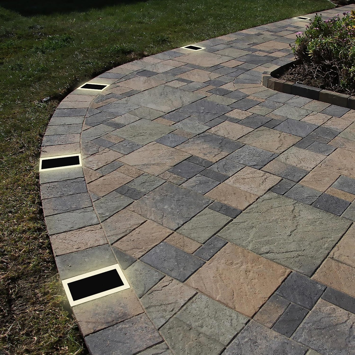 LUMENGY Solar Paver Light 4×8 inch, 2700K, Up to 18 Hours Continuous Lighting, Stainless Steel