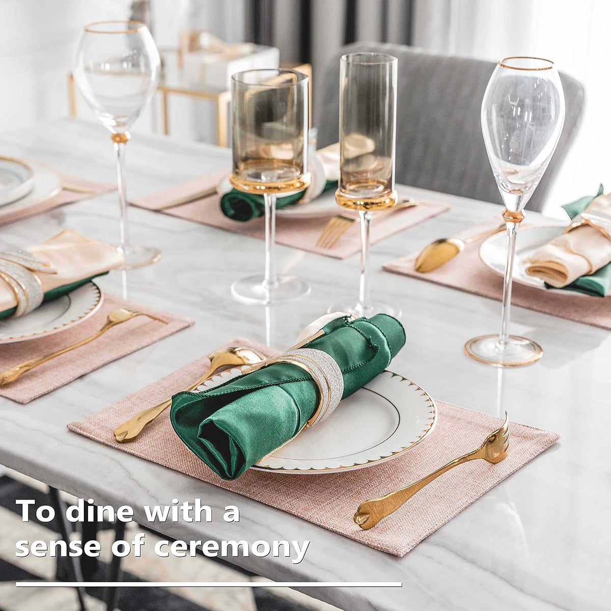 Home Brilliant Placemats Set of 6 Pink Apricot Table Place Mats for Women Wedding Decoration Blush