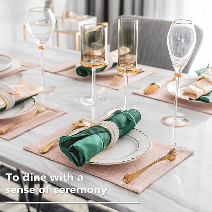 Home Brilliant Placemats Set of 6 Pink Apricot Table Place Mats for Women Wedding Decoration Blush