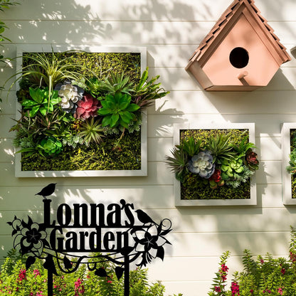 Personalized Flower and Bird Metal Garden Stake, Bird Garden Sign, Custom Flower Yard Decor, Mom's