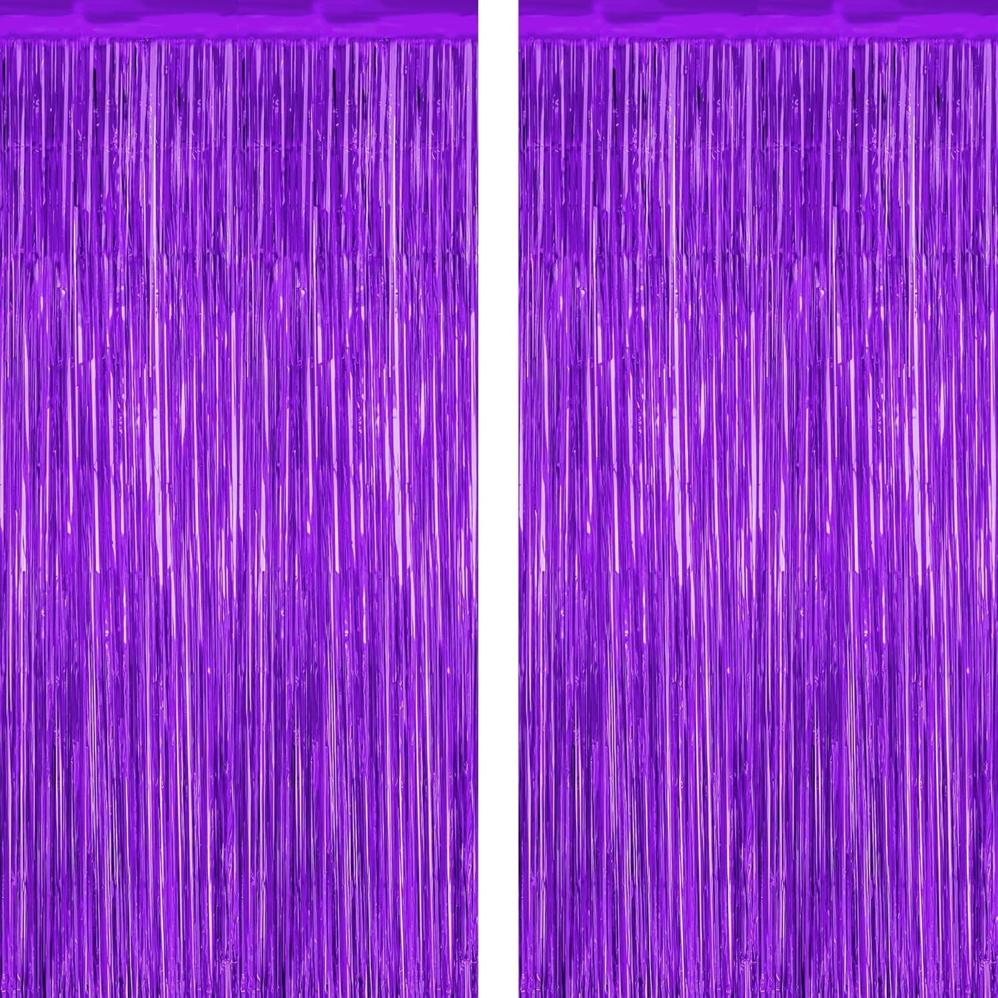 2 Pack Backdrop Curtains, 3.28 FT x 7.05 FT Purple Tinsel Backdrop, Metallic Purple Backdrop Fringe