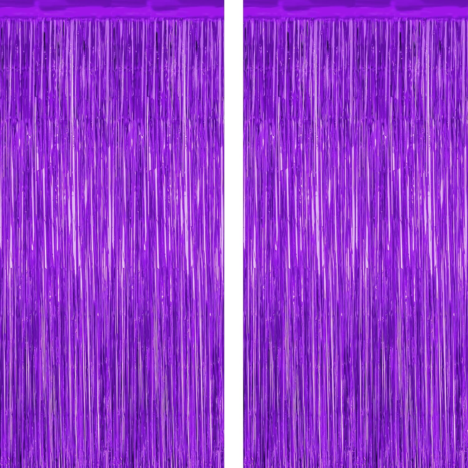 2 Pack Backdrop Curtains, 3.28 FT x 7.05 FT Purple Tinsel Backdrop, Metallic Purple Backdrop Fringe