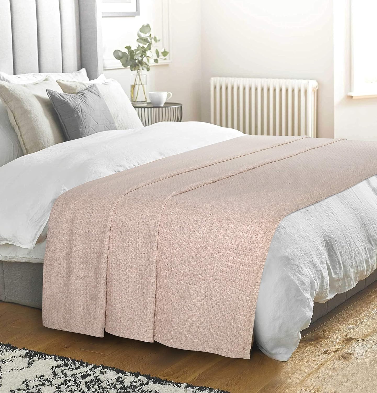 Elvana Home 100% Cotton Bed Blanket, Breathable Bed Blanket King Size, Cotton Thermal Blankets