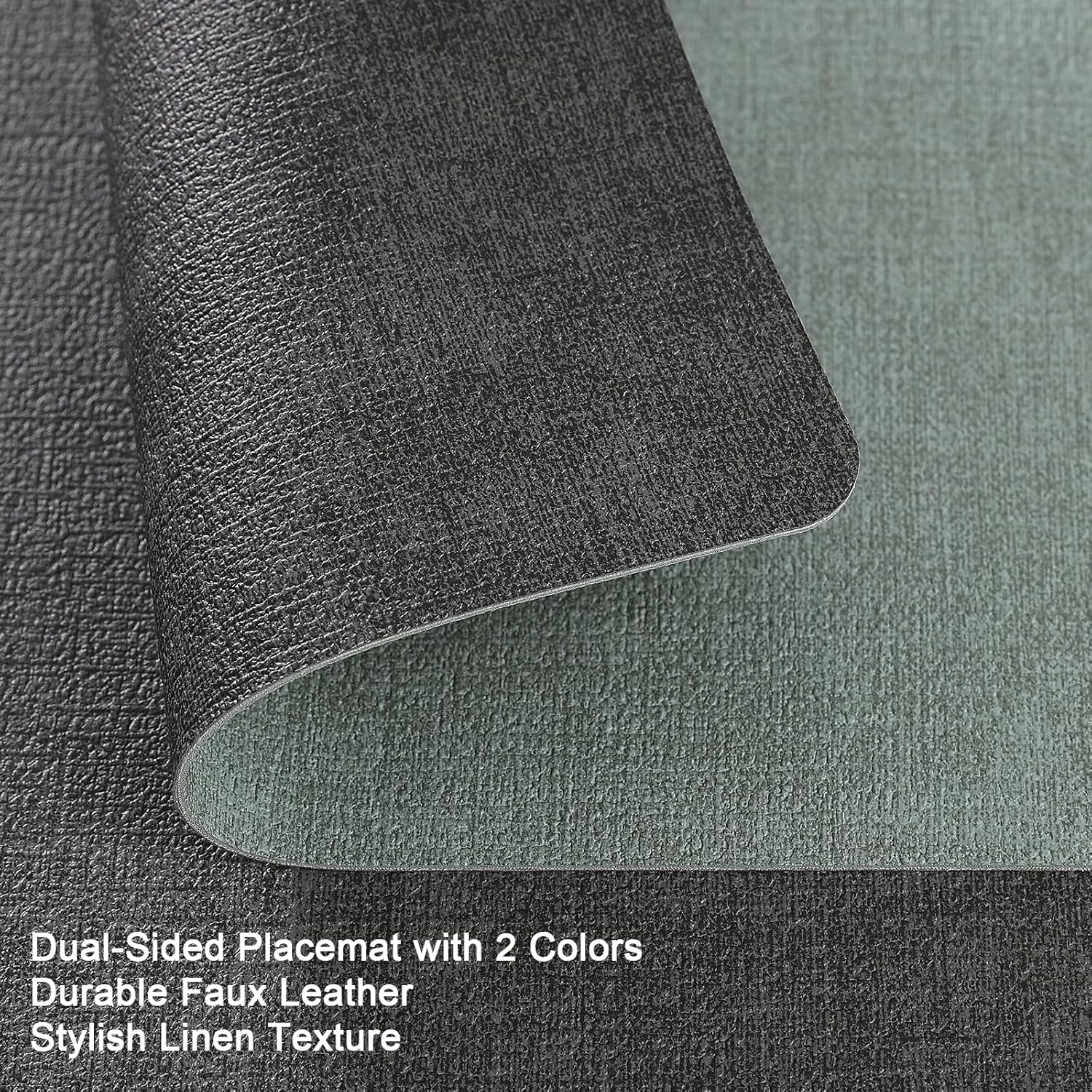Myir JUN Dual Sided Faux Leather Placemats Set of 8 for Indoor Outdoor Dining Tables, Square