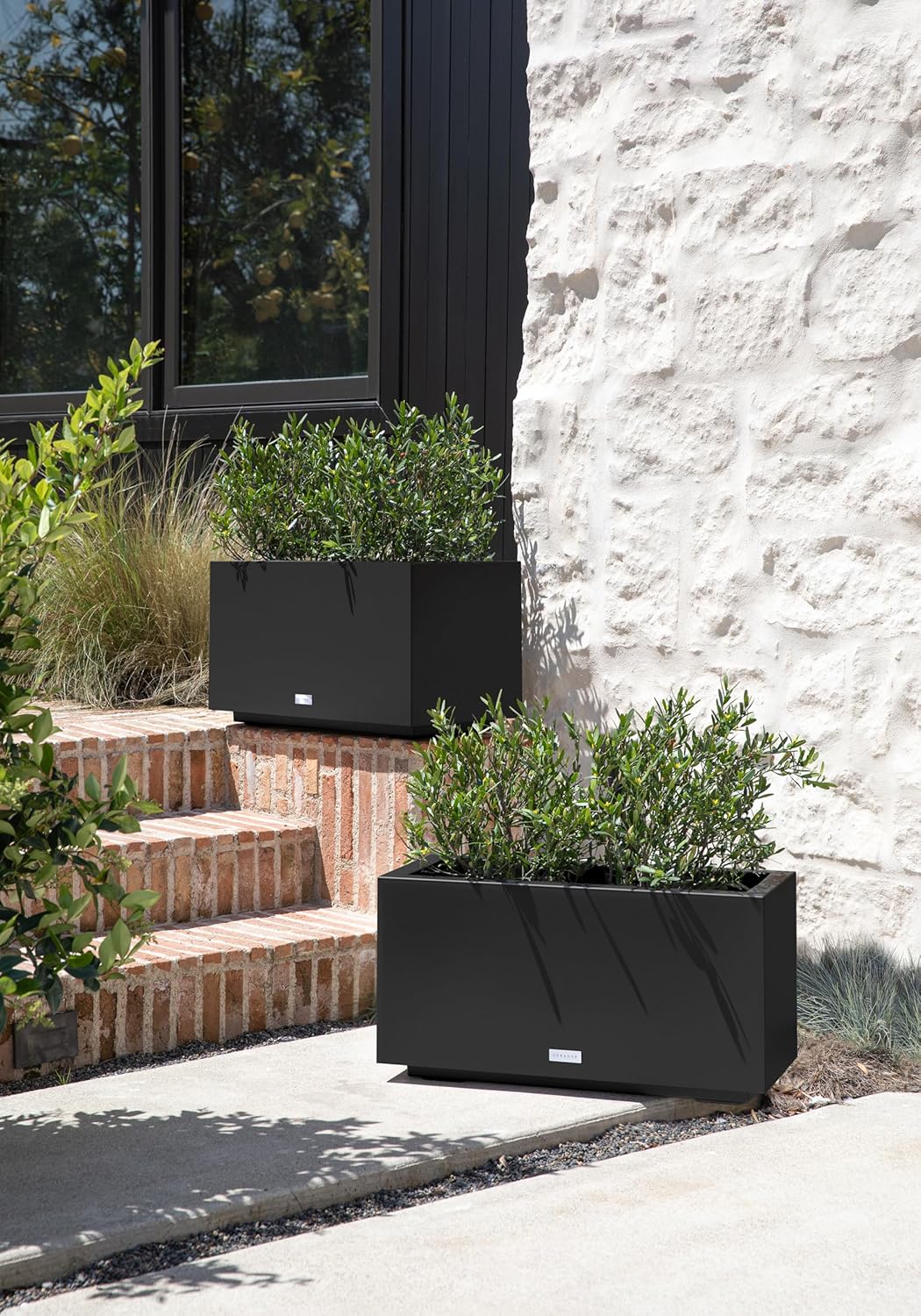 Veradek Block Series Long Box Planter - Large Rectangular Planter for Indoor or Outdoor Patio/Porch