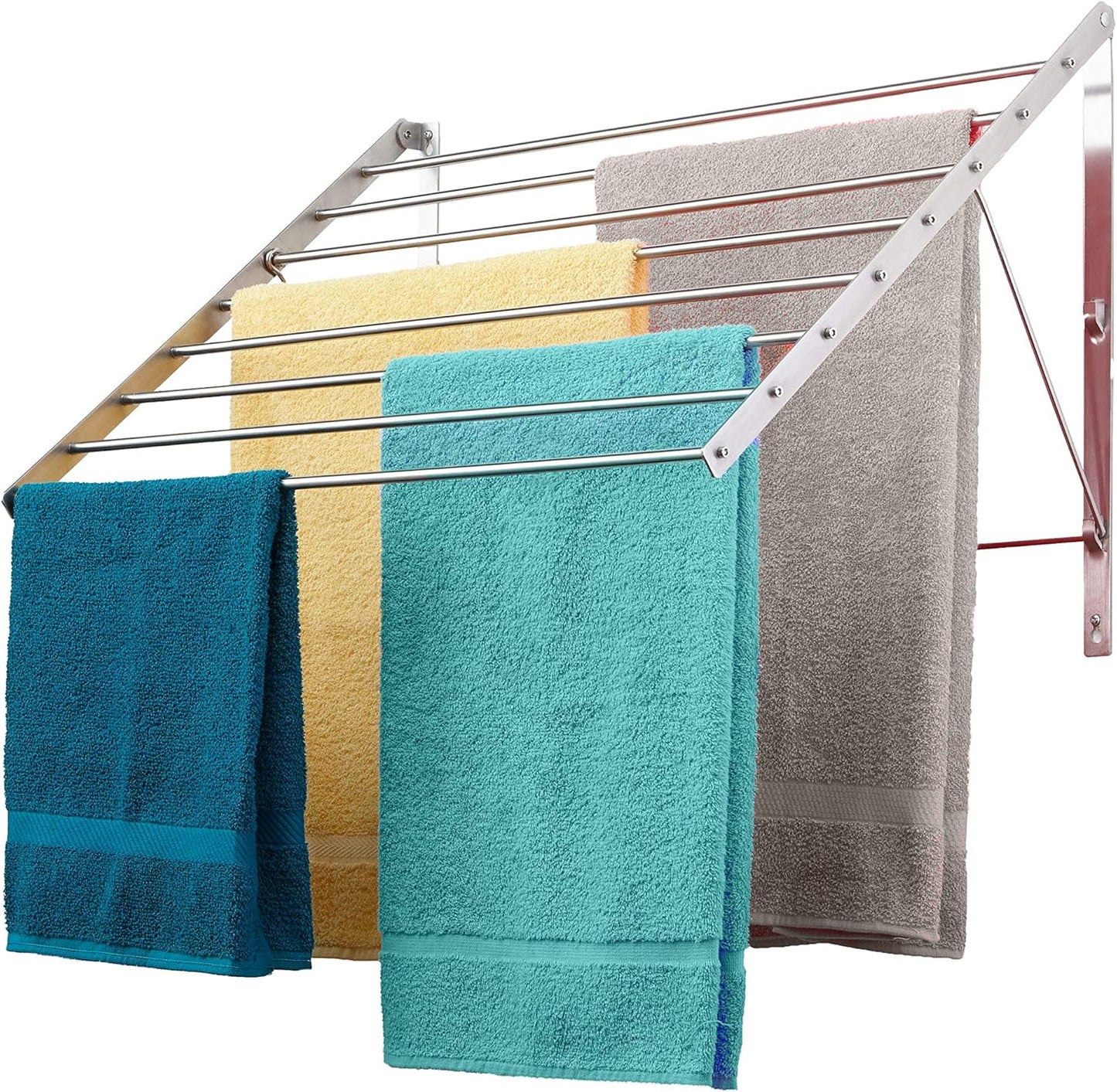 Smartsome | Wall Mounted | Clothes Drying Rack| 22" Wide |15 Linear Feet Capacity | 8 Smooth Round