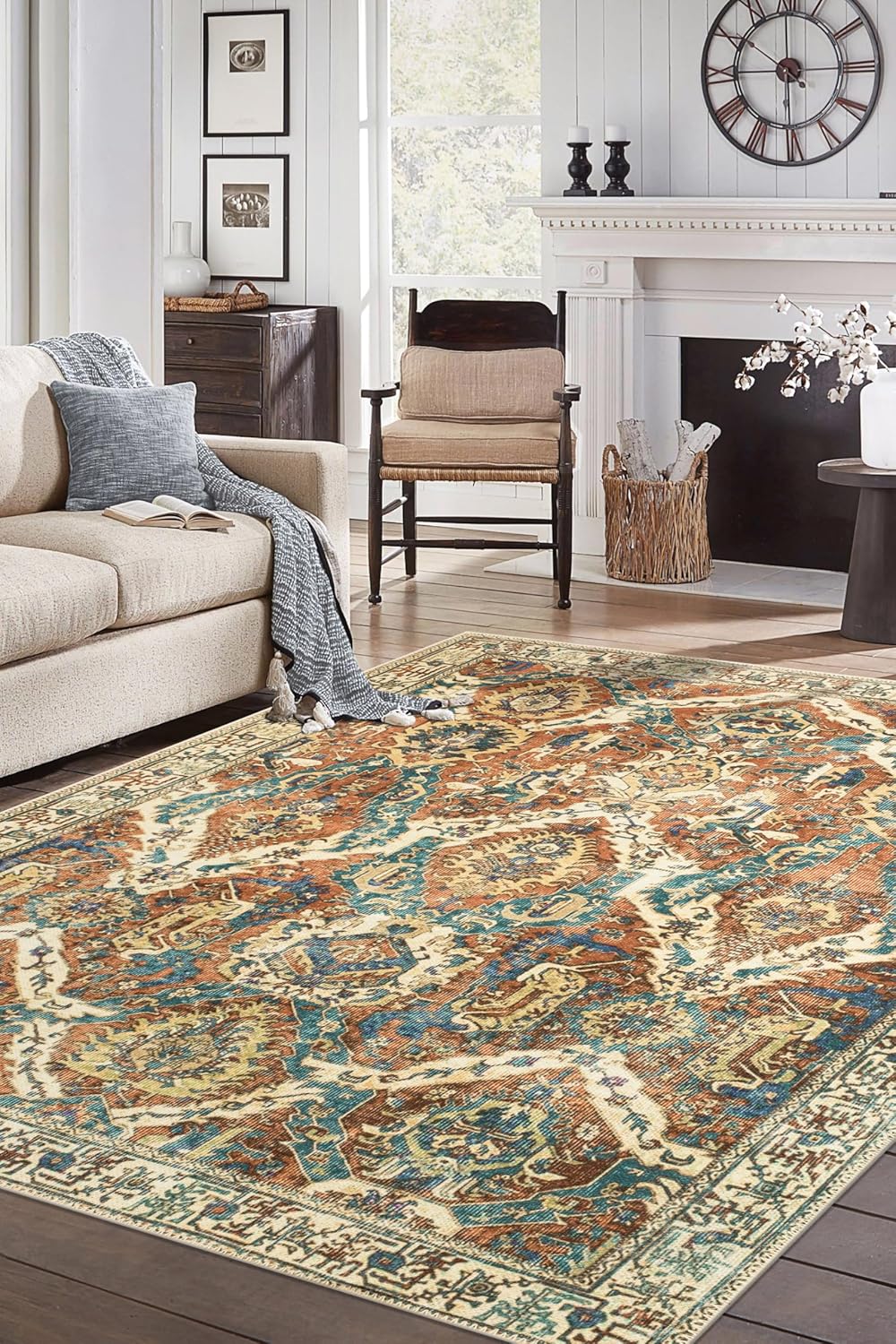 Keen Home Design 4x6 Rug - Machine Washable Area Rug with Non-Slip Backing, Ideal for Living Room
