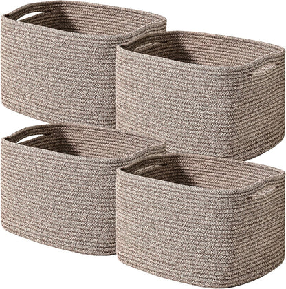 Storage Baskets for Shelves Organizing, Woven Cotton Rope Baskets for Storage, Book Basket