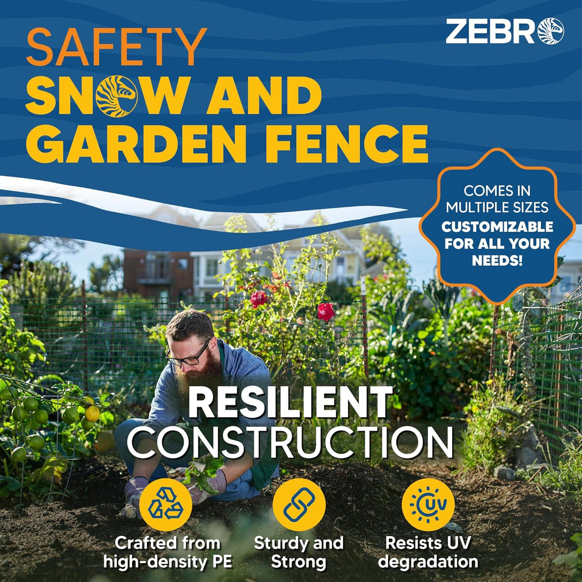 ZEBRO 4' x 100' Green Plastic Garden Fence Roll – Light Duty Mesh Fencing for Temporary Fence