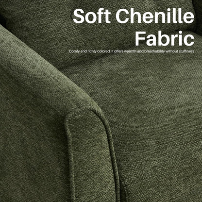 Modern Accent Chair with Wooden Legs Plush Fabric Armchair Cozy Reading Chair for Living Room