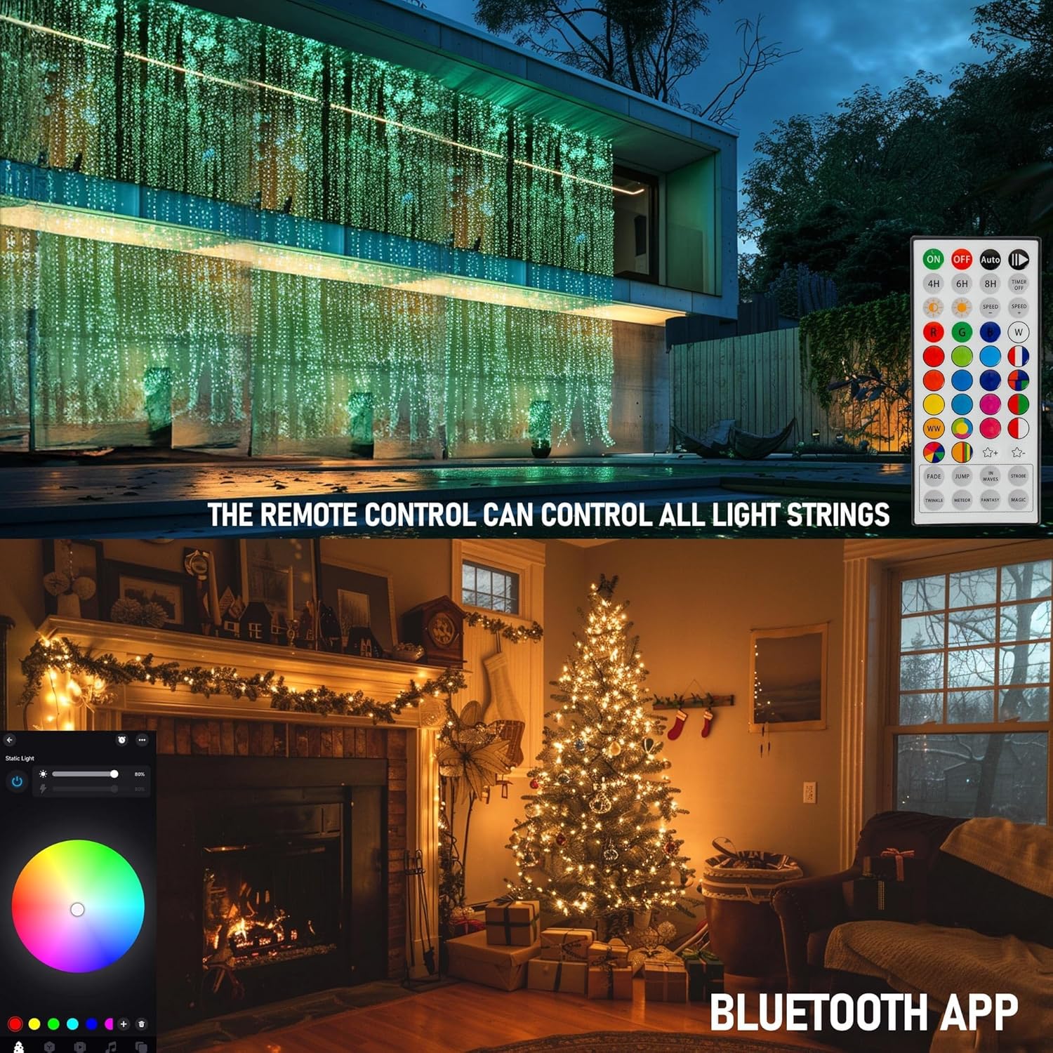 Dazzle Bright Smart Halloween String Lights, 164FT 500 LED RGB Color Changing String Lights with