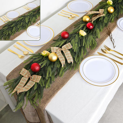 Christmas Decorations – 6FT Artificial Norfolk Pine Greenery Garland, Real Touch Christmas Garland