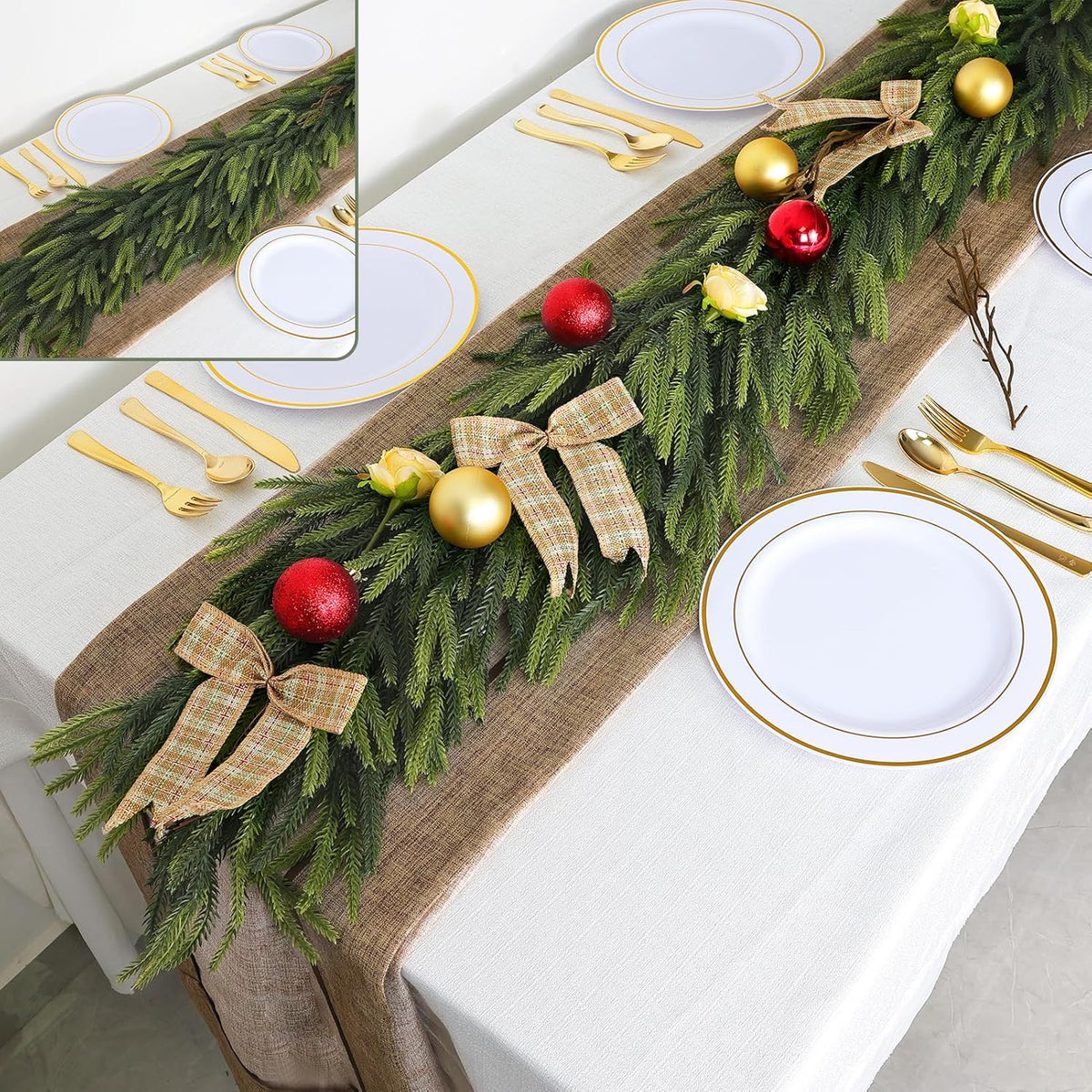 6FT Artificial Norfolk Pine Garland 2 Pack – Dense Green Christmas Garland, Real Touch Holiday