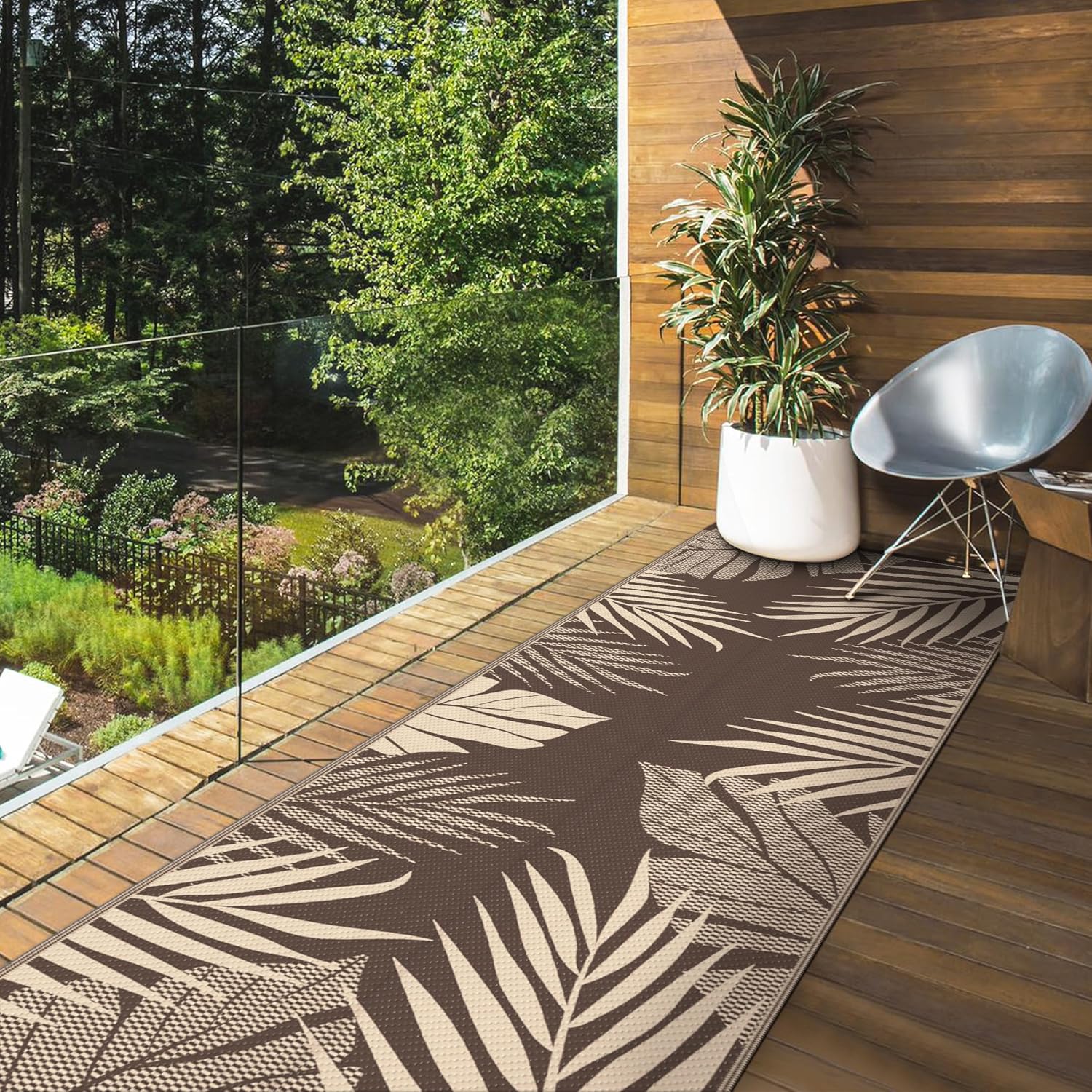 GENIMO Outdoor Rug 2.5' x 8' Waterproof for Patios Clearance, Reversible Outdoor Plastic Straw