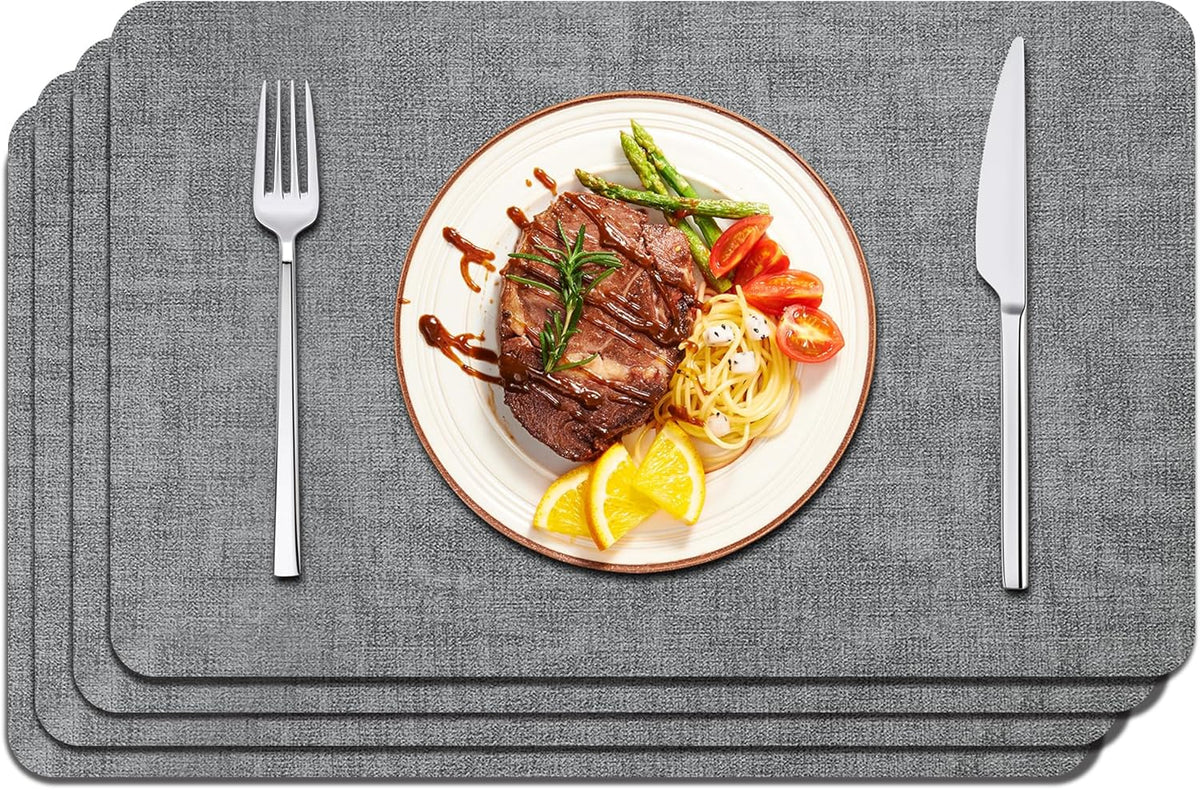 Maxpearl Faux Leather Placemats Set of 4 - Waterproof - Wipe Clean - Heat Resistant - Anti Slip