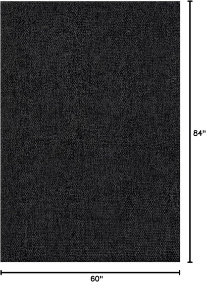 CAMILSON Easy Jute Rug 5x7, Indoor Outdoor Dark Gray Black Farmhouse Area Rugs for Living Room